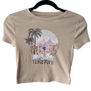Aeropostale Tan Graphic Crop Top Baby Tee